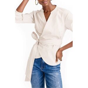 J. Crew Stretch Cotton Stripe Wrap Top